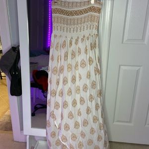 Strapless White Dress With a Slit